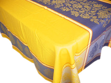 Jacquard tablecloth Teflon (Marat d'Avigno Caprice. Yellow/blue)